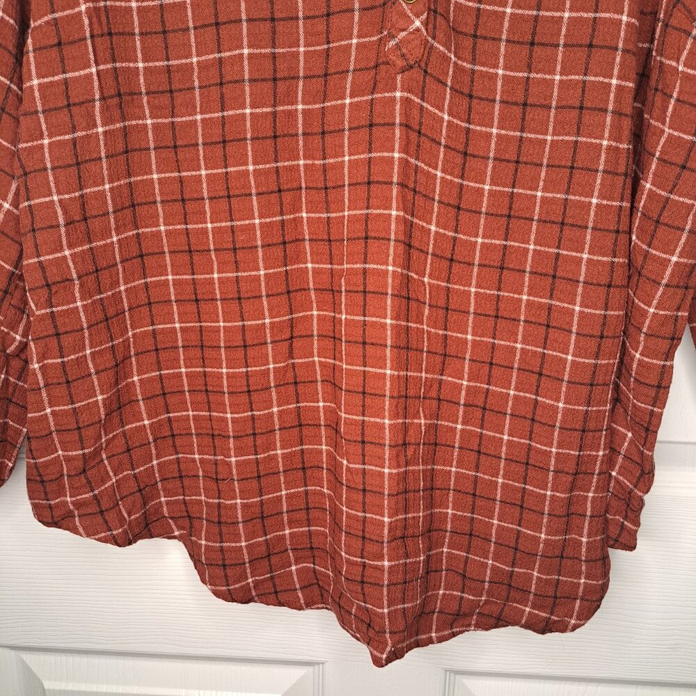 Torrid Rust Red Windowpane Plaid Crinkle Gauze Sp… - image 4